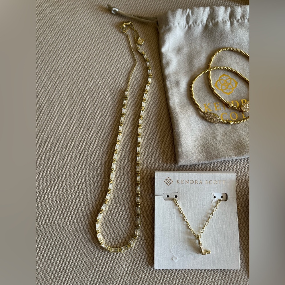 Juliette Baguette Cubic Zirconia Adjustable Strand Necklace in 14K Gold Plated